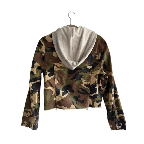 Veronica Beard Cara Camo Terry Hooded Dickey Jacket Cropped size Large - Picture 6 of 7